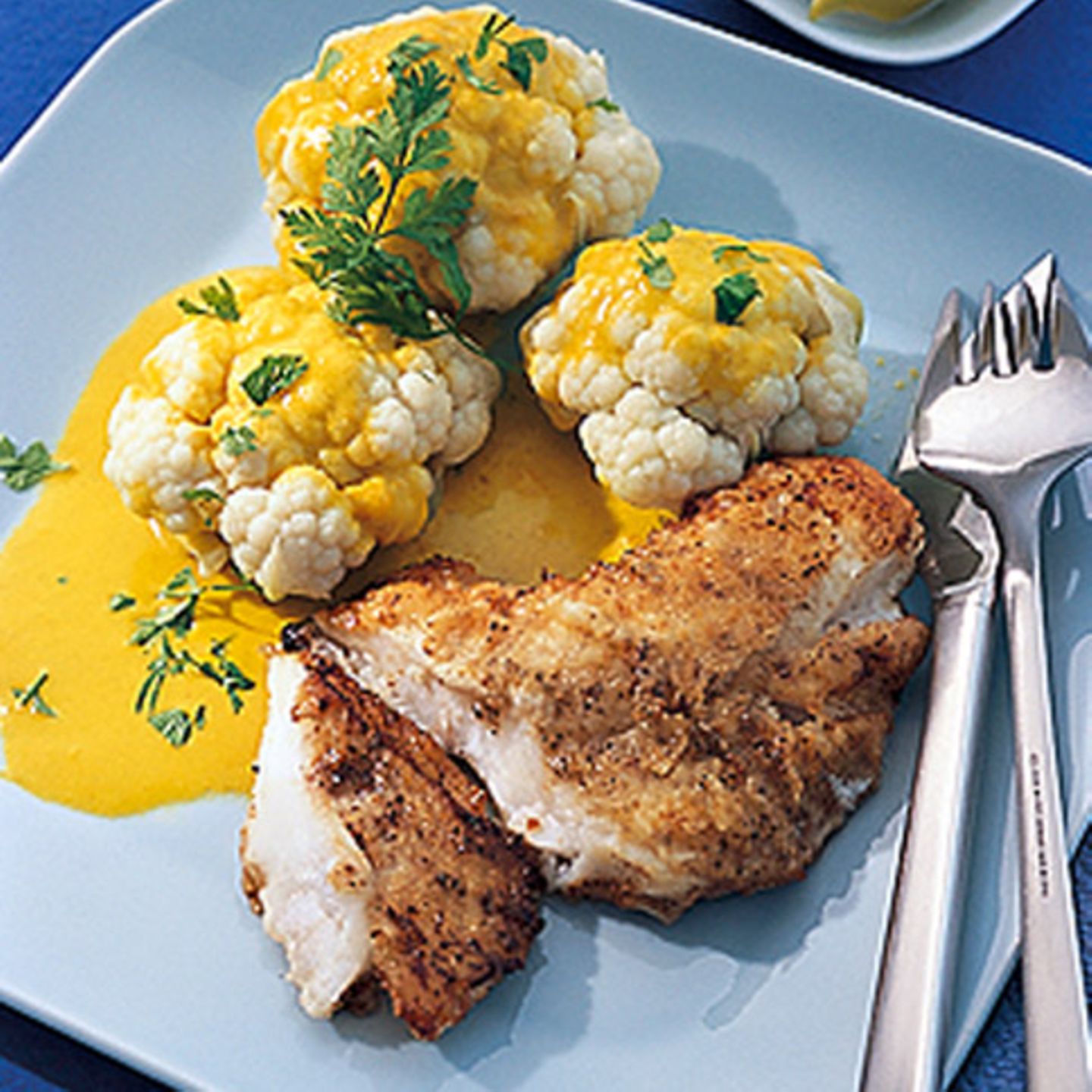 Curry-Blumenkohl mit Rotbarsch