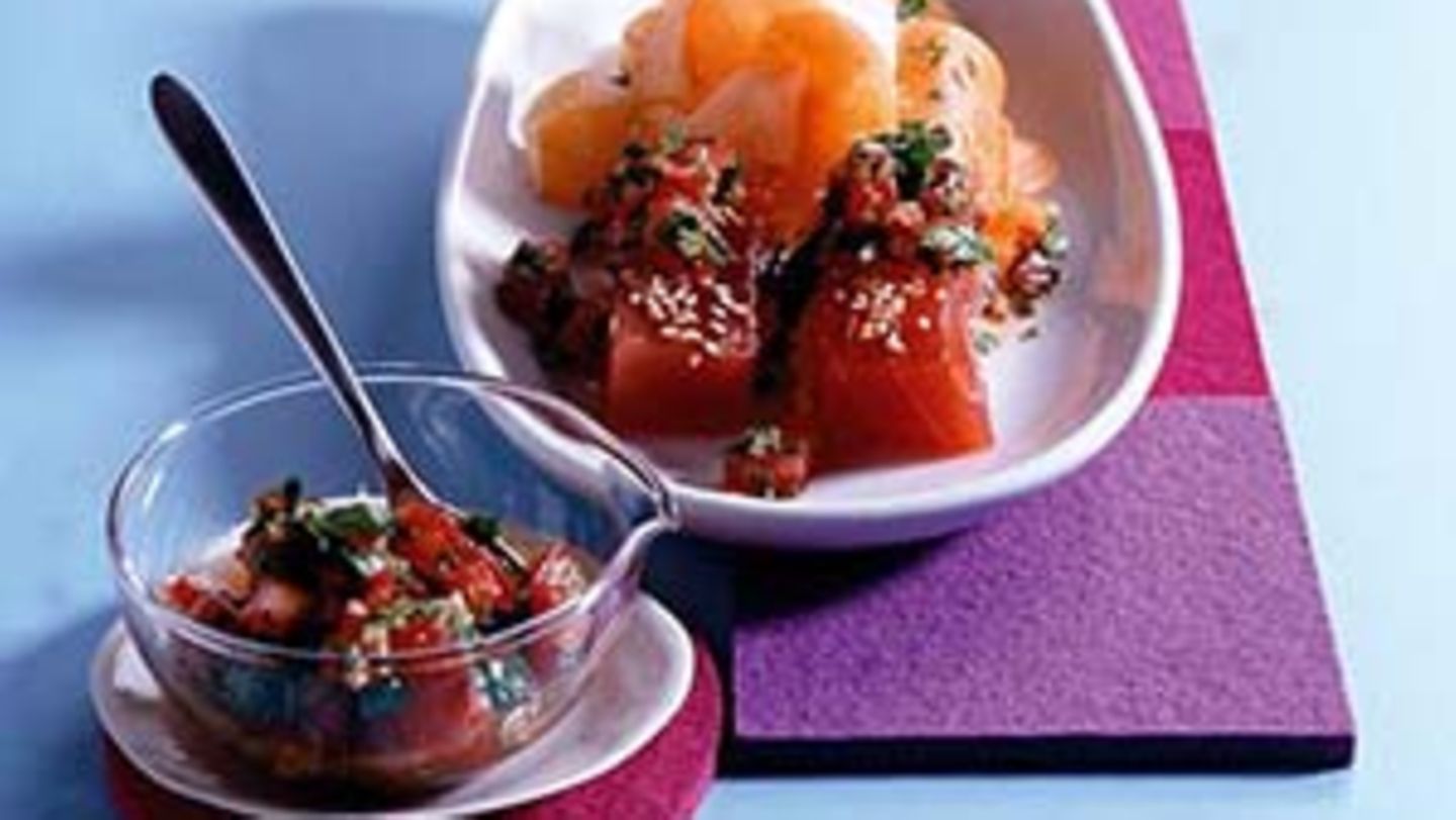 Thunfisch-Sashimi mit Tomaten und Ingwer Rezept - [ESSEN UND TRINKEN]