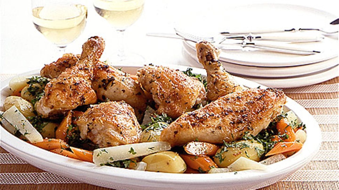 Zitronenhähnchen auf Bouillongemüse Rezept