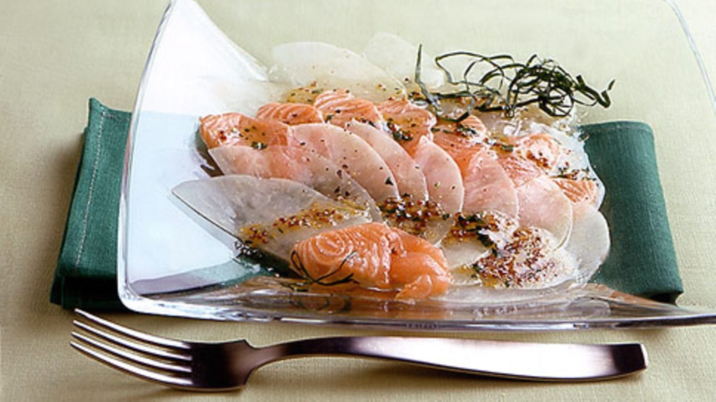 Lachs-Kohlrabi-Carpaccio Rezept