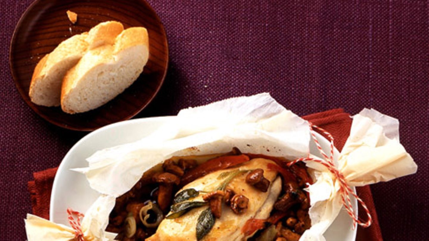 Hähnchenpäckchen mit Pfifferlingen Rezept