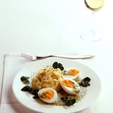 Eier in Brunnenkressesauce