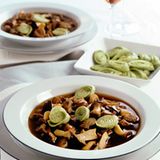 Pilzeintopf mit grünen Flädle