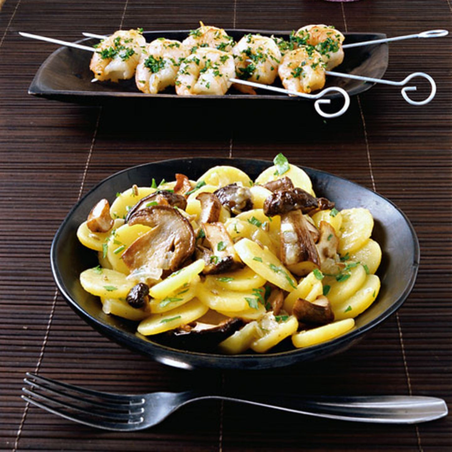 Steinpilz-Kartoffelsalat mit Garnelen