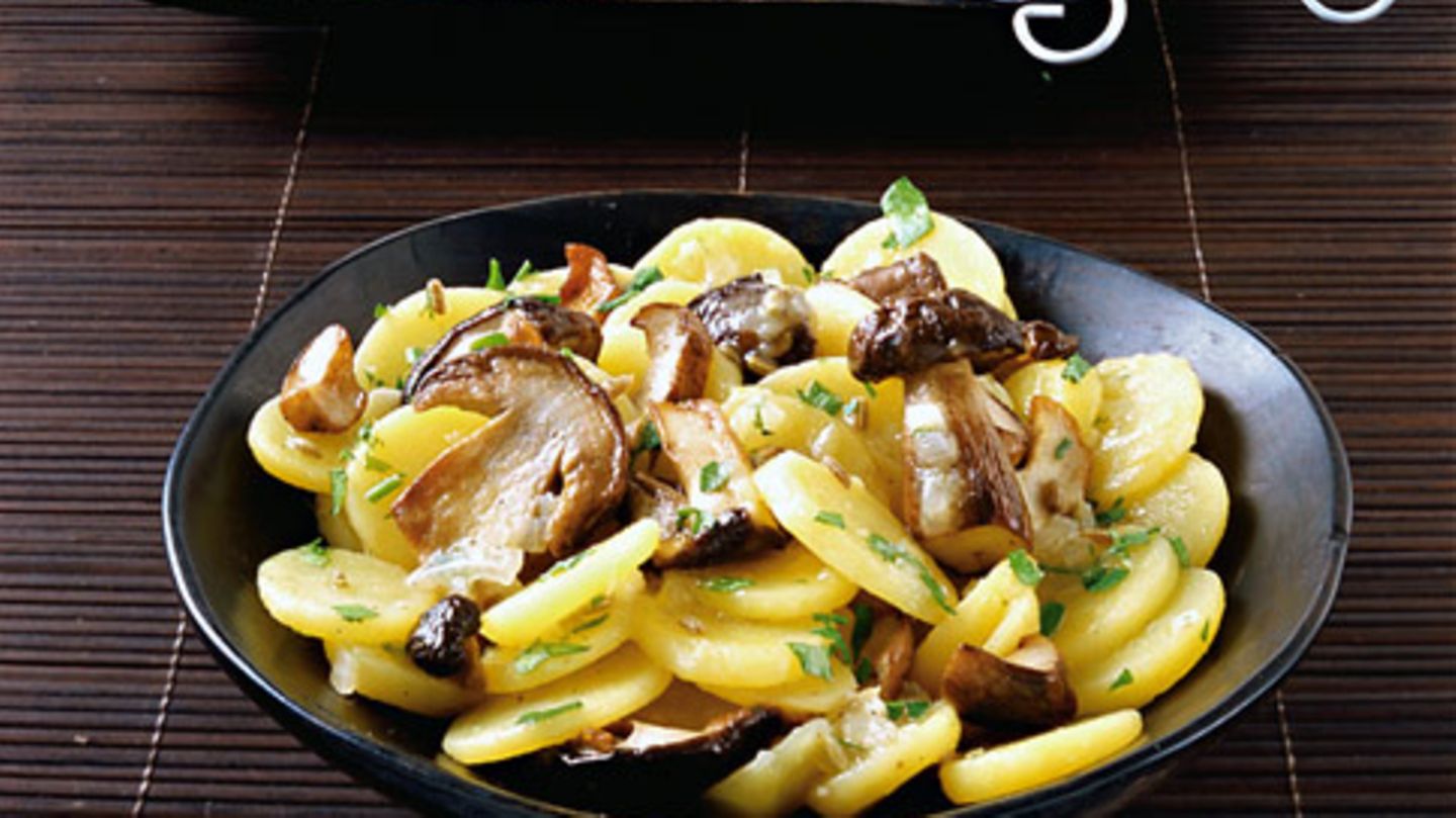 Steinpilz-Kartoffelsalat mit Garnelen Rezept