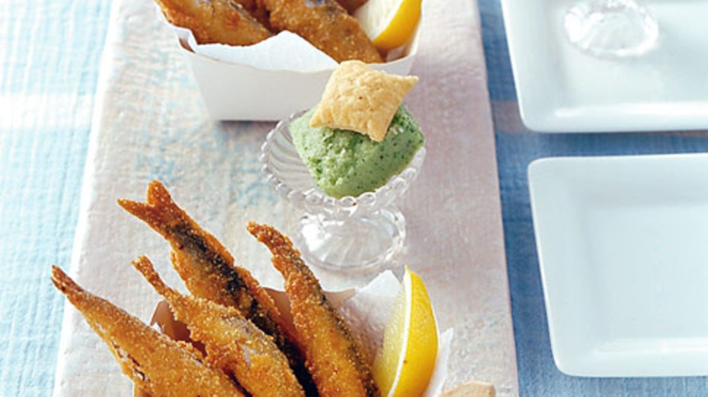 Gurkensorbet mit gebackenen Sardinen Rezept