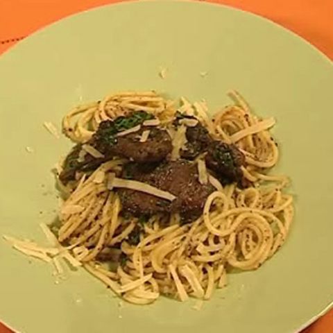 Spaghetti mit Pilzbutter und Entenleber