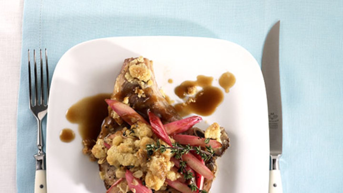 Schweinekoteletts mit Rhabarber Rezept