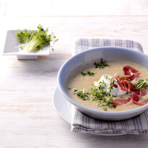 Kressesuppe mit Schinken