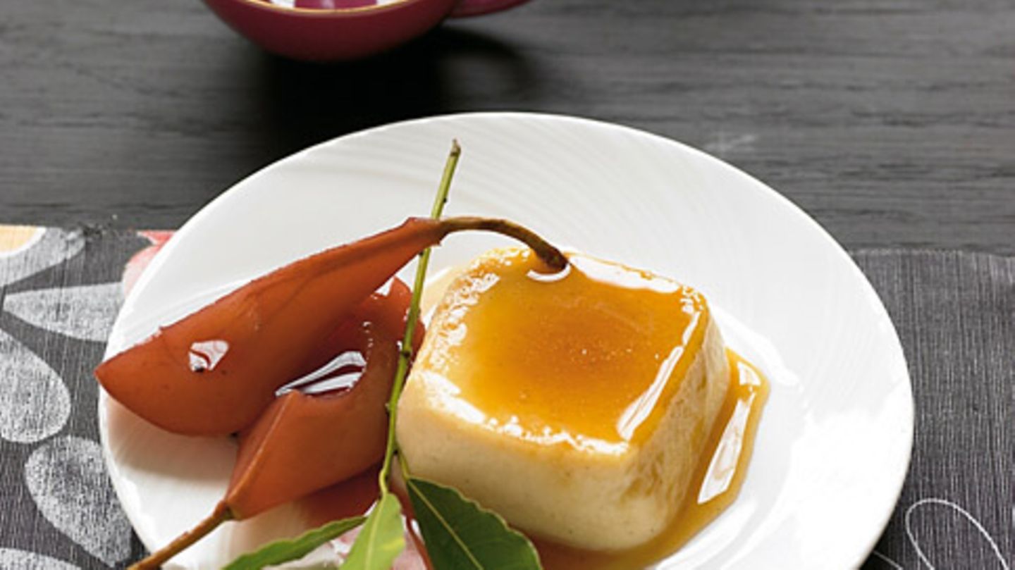 Lorbeer-Crème-Caramel mit Birnen Rezept