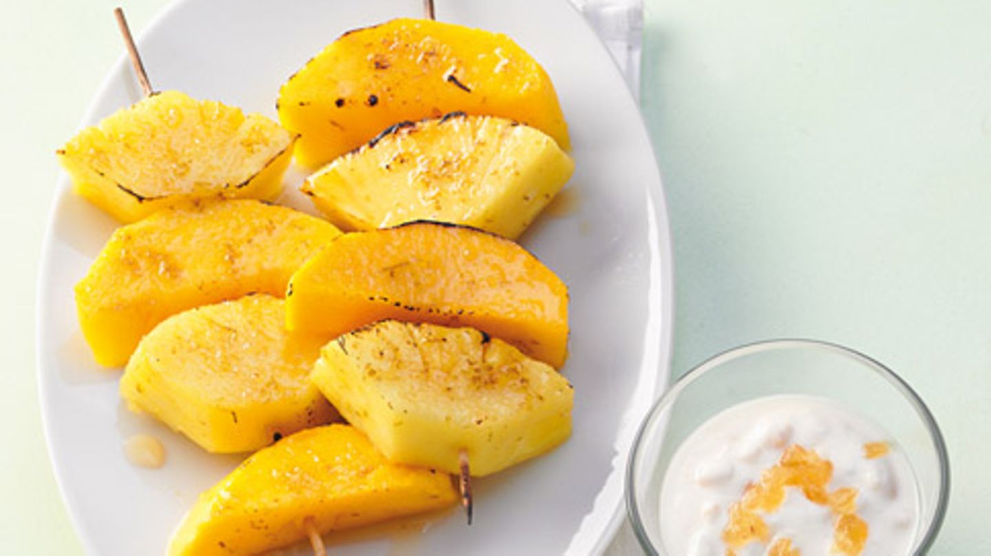 Gegrillte Ananas-Mango-Spieße Rezept