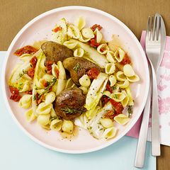 Muschelnudeln mit Geflügelleber