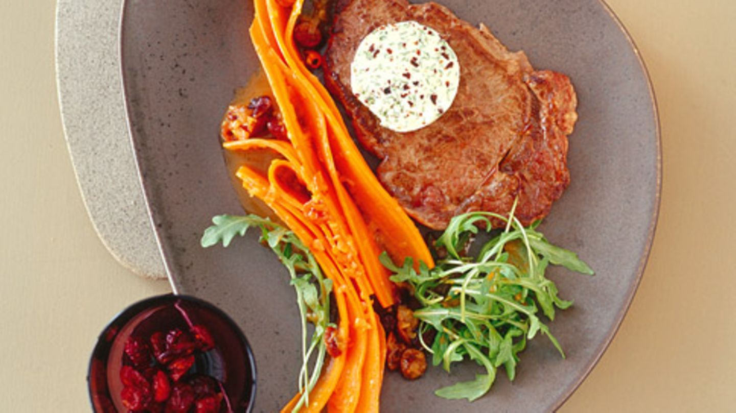 Bison-Rib-Eye-Steak mit Ahornsirup-Butter Rezept