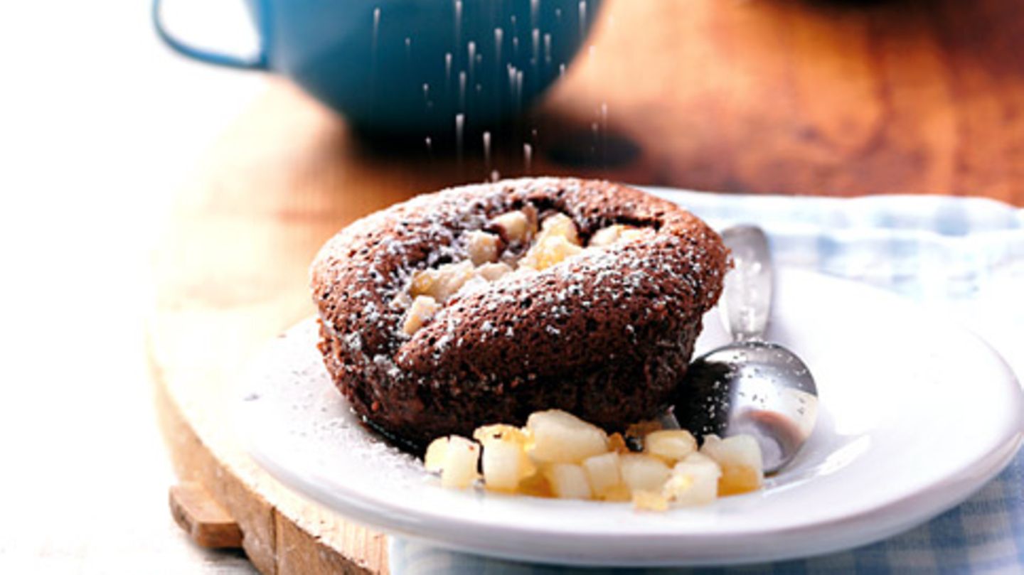 Warme Schoko-Küchlein mit Birnen und Ingwer Rezept