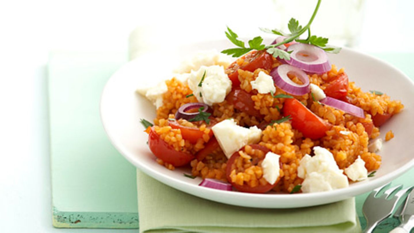 Tomaten-Bulgur mit Feta Rezept