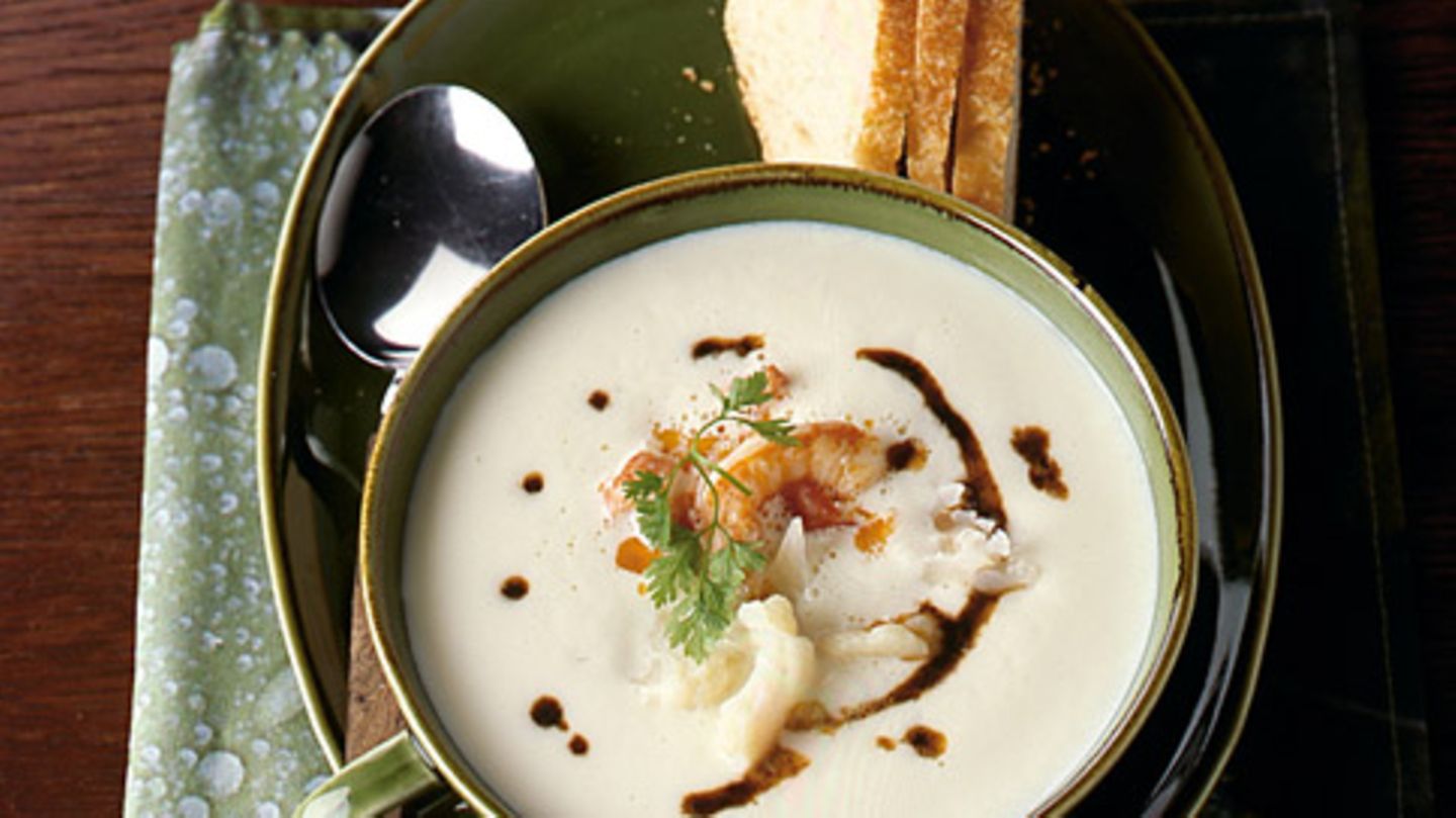 Blumenkohlsuppe mit Flußkrebsen Rezept