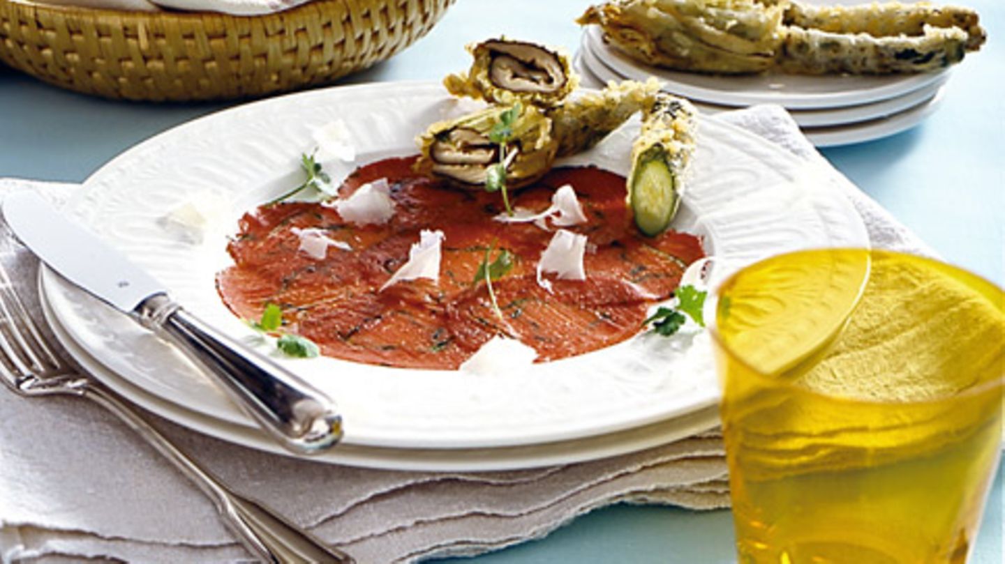 Carpaccio mit Zucchiniblüten Rezept