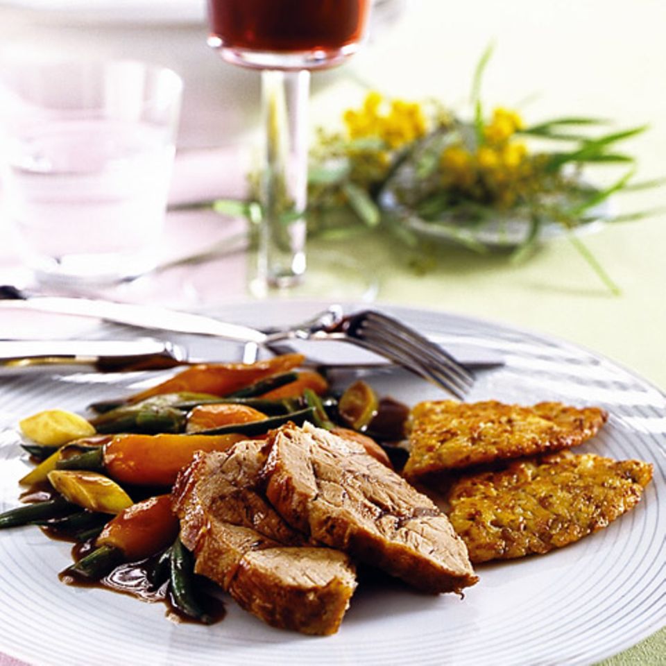 Kalbshaxe mit Rotwein-Gemüse
