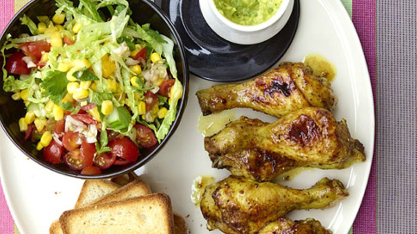 Drumsticks mit Hot-Curry-Guacamole Rezept