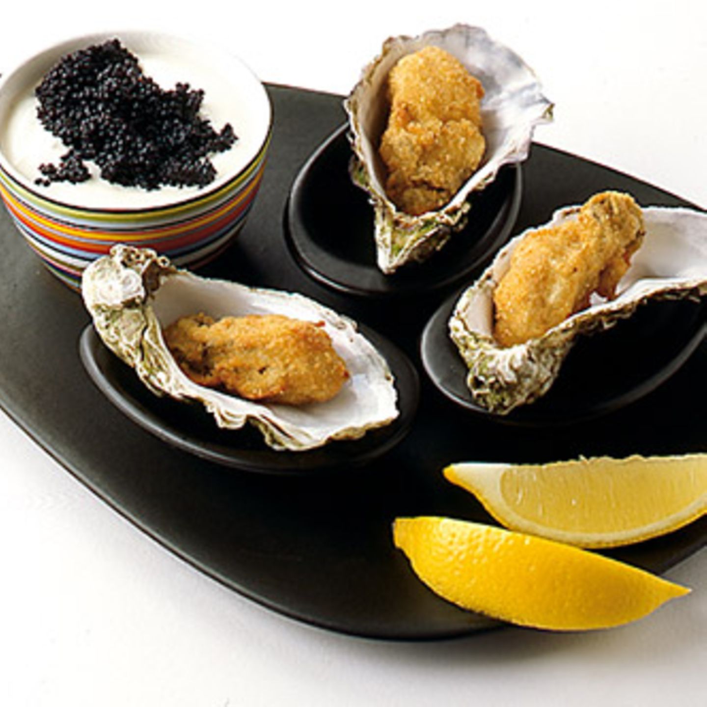 Gebackene Austern mit Kaviar