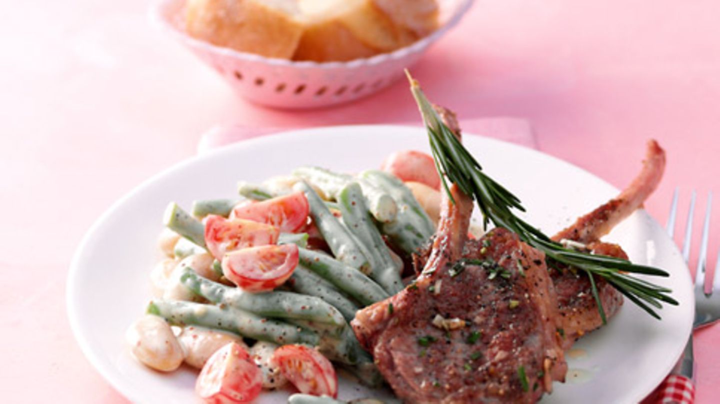 Lammkoteletts mit Bohnensalat Rezept
