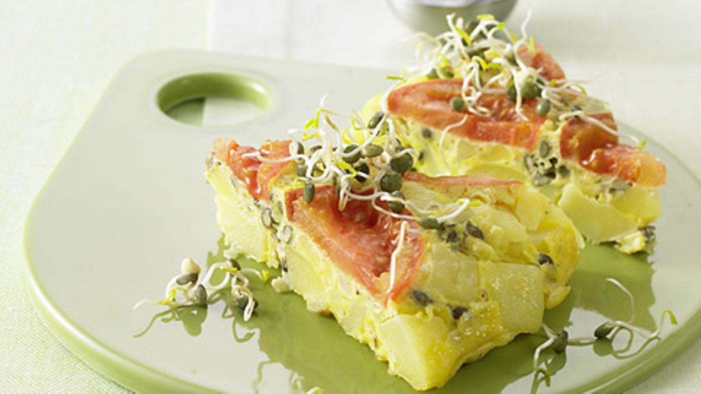 Kartoffeltortilla mit Linsensprossen Rezept