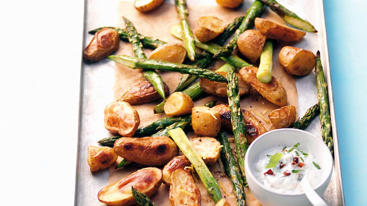Kartoffeln und Spargel mit Ziegenfrischkäsedip Rezept