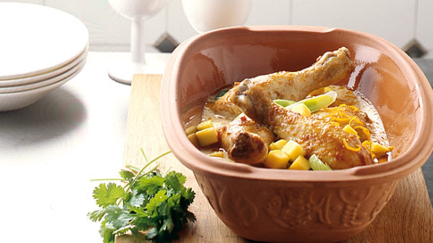 Hähnchenkeulen-Mango-Curry Rezept