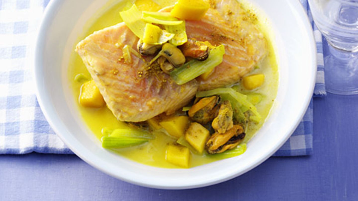 Lachs-Muschel-Curry Rezept