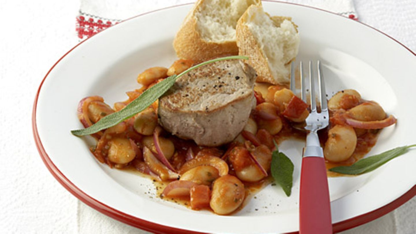 Schweinefilet auf Bohnen Rezept