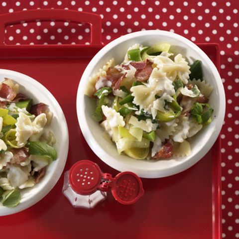 Farfalle mit Lauch und Speck