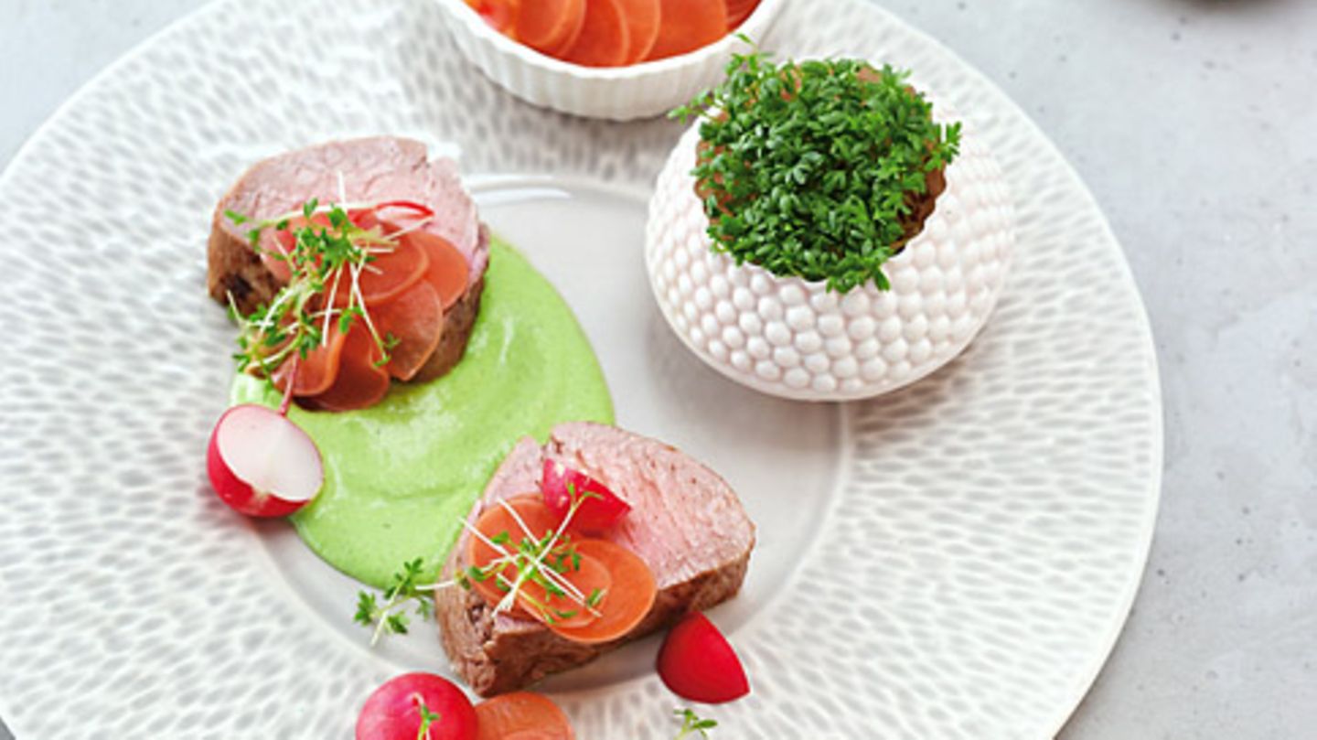 Kalbsfilet mit Radieschenblättersauce Rezept