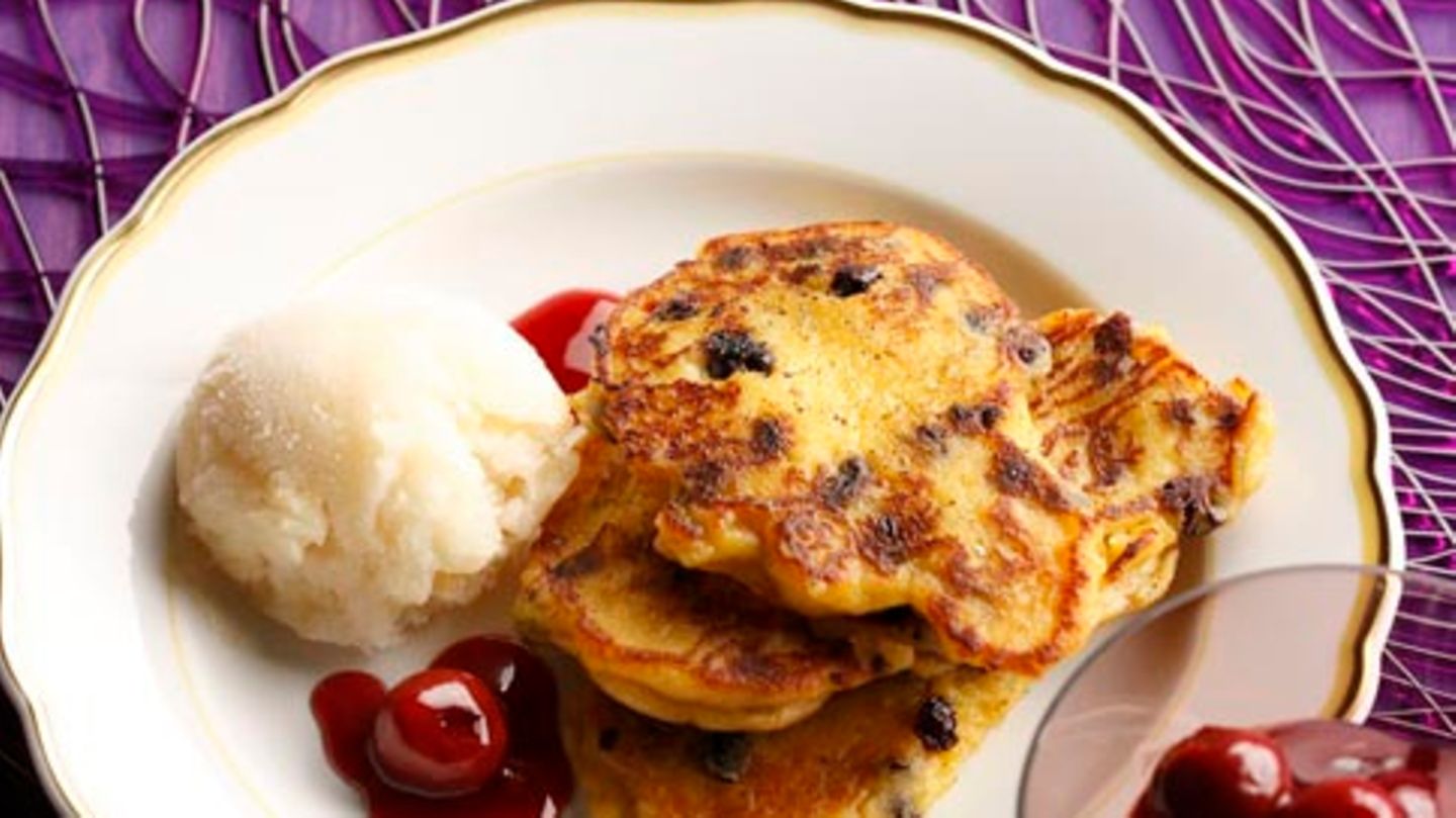 Quarkeulchen mit Apfelsorbet Rezept