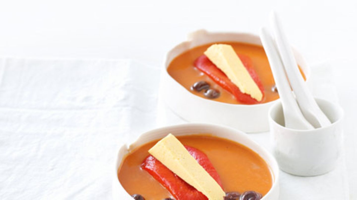 Paprika-Aprikosen-Suppe mit Chorizo-Parfait Rezept