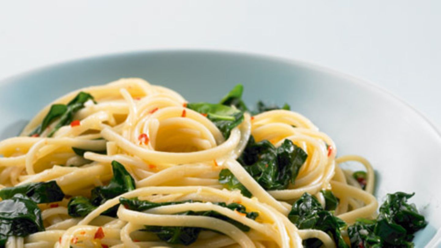 Aglio Olio mit Spinat Rezept