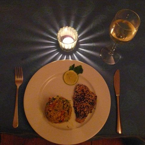 Sesamfisch mit Gemüserisotto