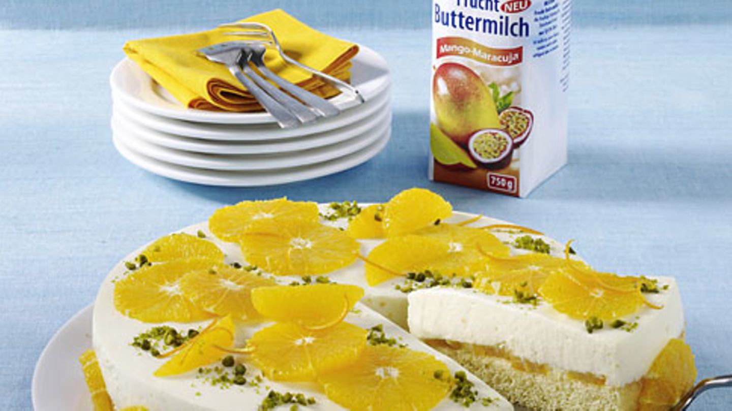 Milram Frucht-Buttermilch Mango-Maracuja-Torte Rezept - [ESSEN UND TRINKEN]