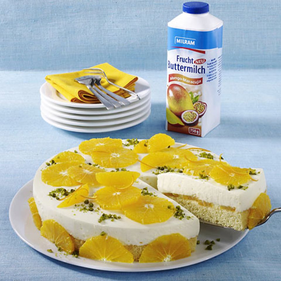 Milram Frucht-Buttermilch Mango-Maracuja-Torte Rezept - [ESSEN UND TRINKEN]