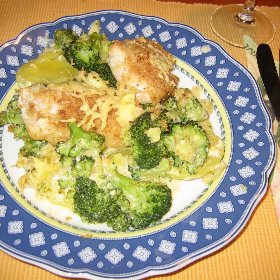 Brokkoli-Kartoffelauflauf mit Fischfilet