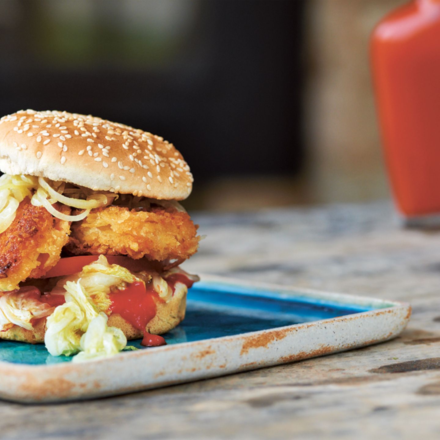 Tims Knusperburger mit Ingwer-Schalotten