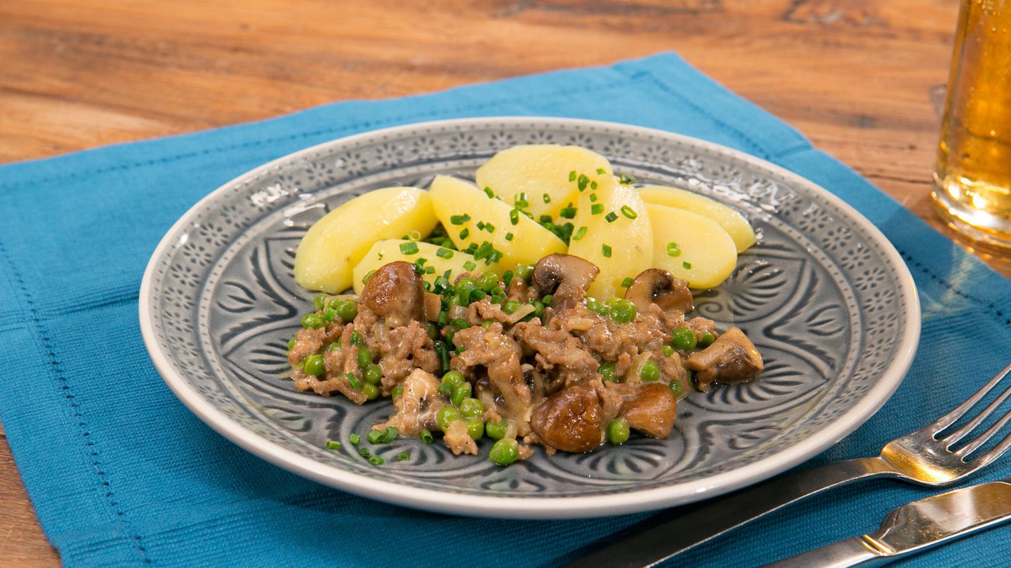 Hack­-Pilz­-Pfanne Rezept