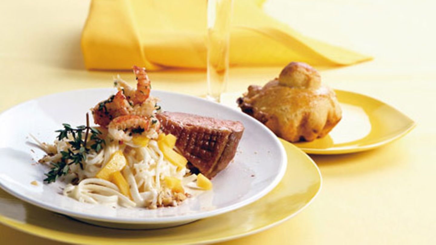 Waldorfsalat mit Flusskrebsen und Entenbrust Rezept