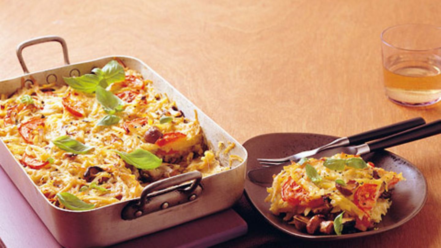 Pilz-Rösti-Auflauf Rezept