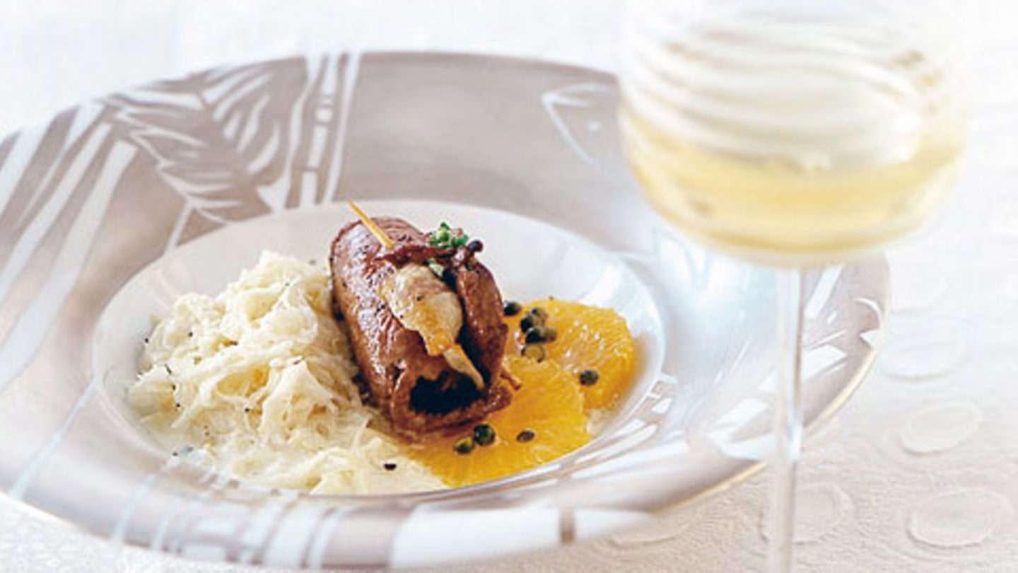 Rehrouladen mit Pfefferorangen Rezept