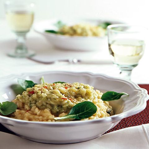 Birnen-Chili-Risotto mit Feldsalat