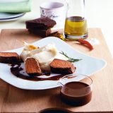Lammrücken mit  Schoko-Olivenöl-Sauce