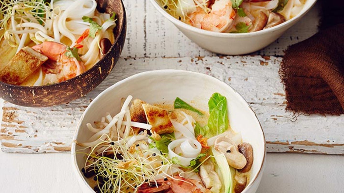 Reisnudel-Kokos-Suppe ("Laksa") Rezept