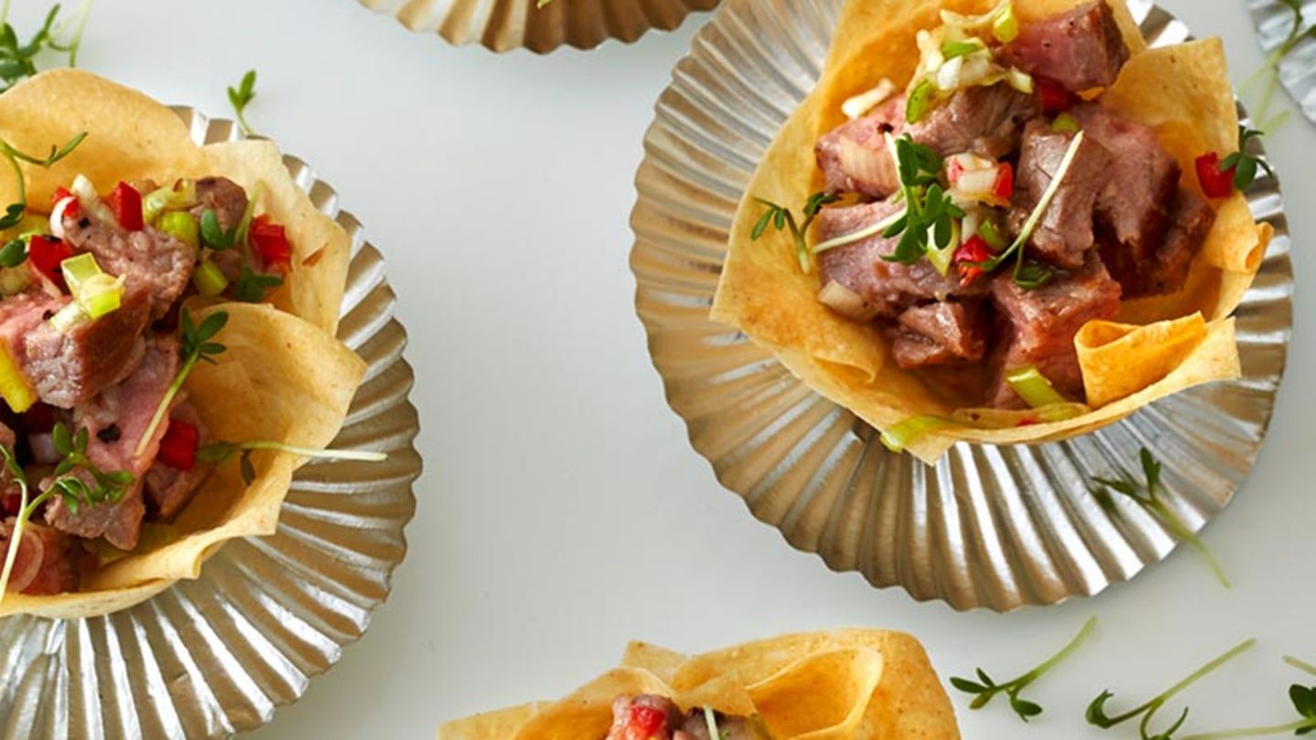 Rumpsteaksalat in Filo-Tartelettes Rezept