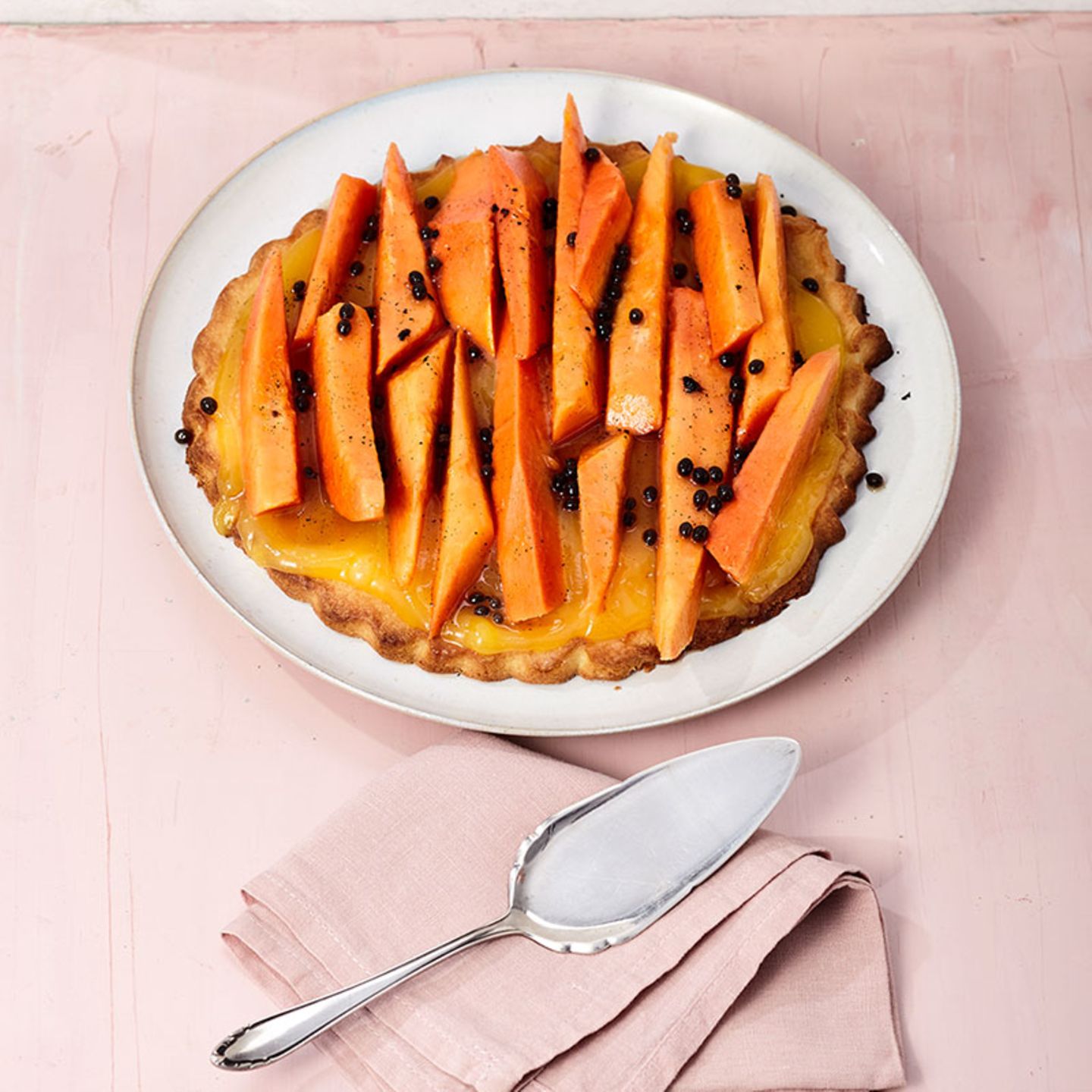 Papaya-Tarte mit Lemon Curd