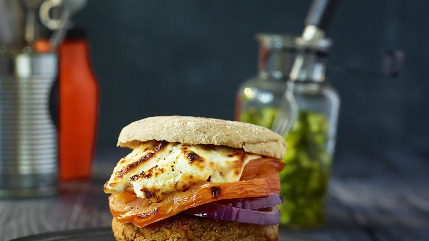 Linsen-Burger mit Gurkensalat Rezept